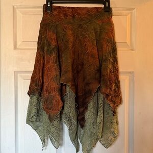ROMWE Asymmetrical Skirt in Brown and Green